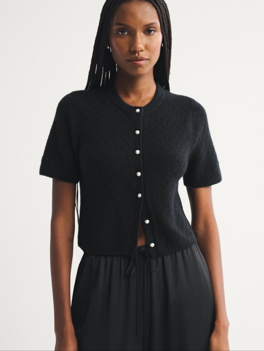 Abercrombie & Fitch Merino Wool-Blend Short-Sleeve Cardigan